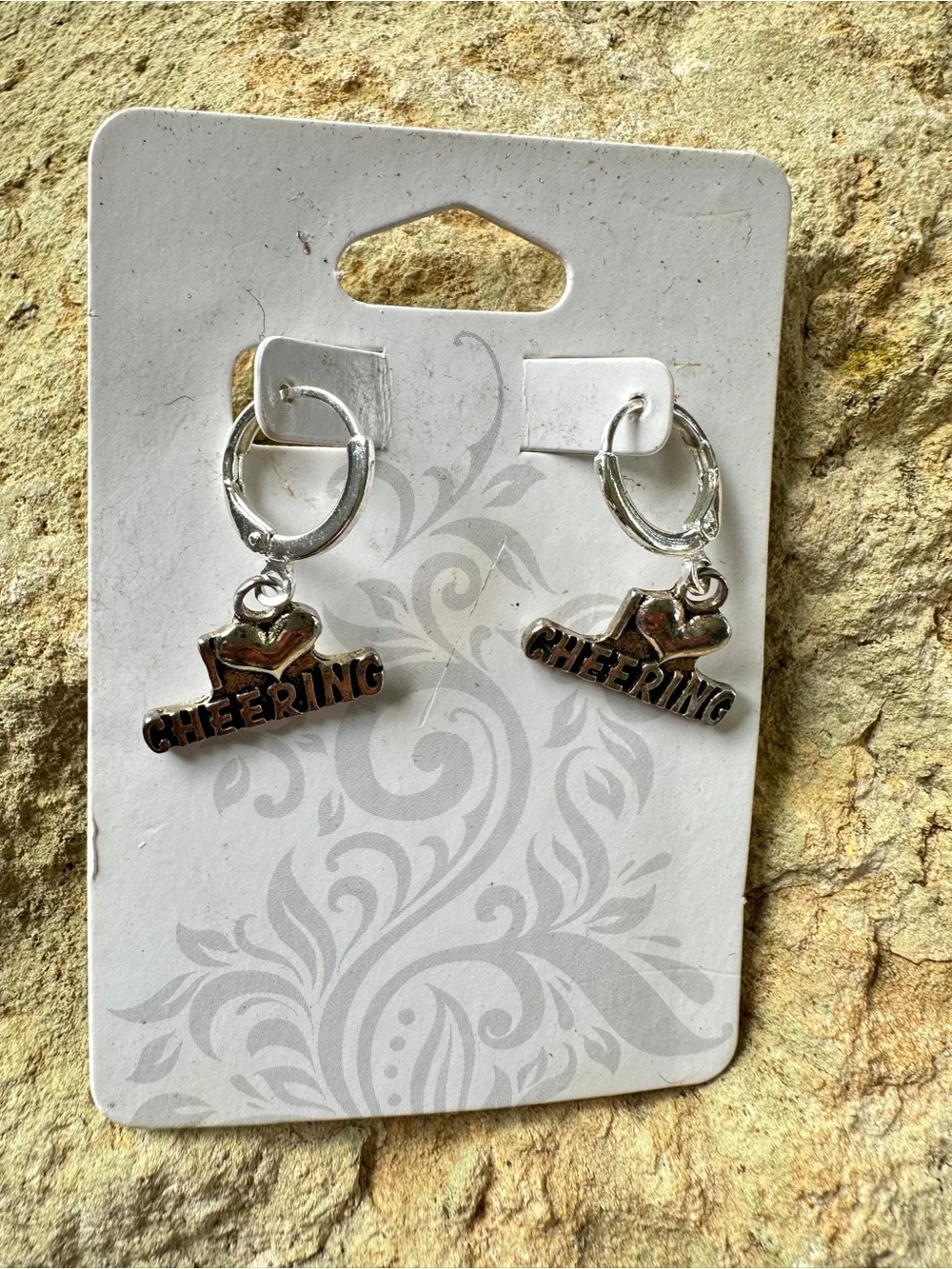 Silver 'Cheering' Hoop Charm Earrings - Silver Cheer Charms